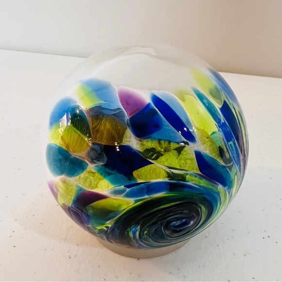 Glass Eye Studio Hand Blown Glass Sphere with Florida Sand & Shells Paperweight - Picture 3 of 8
